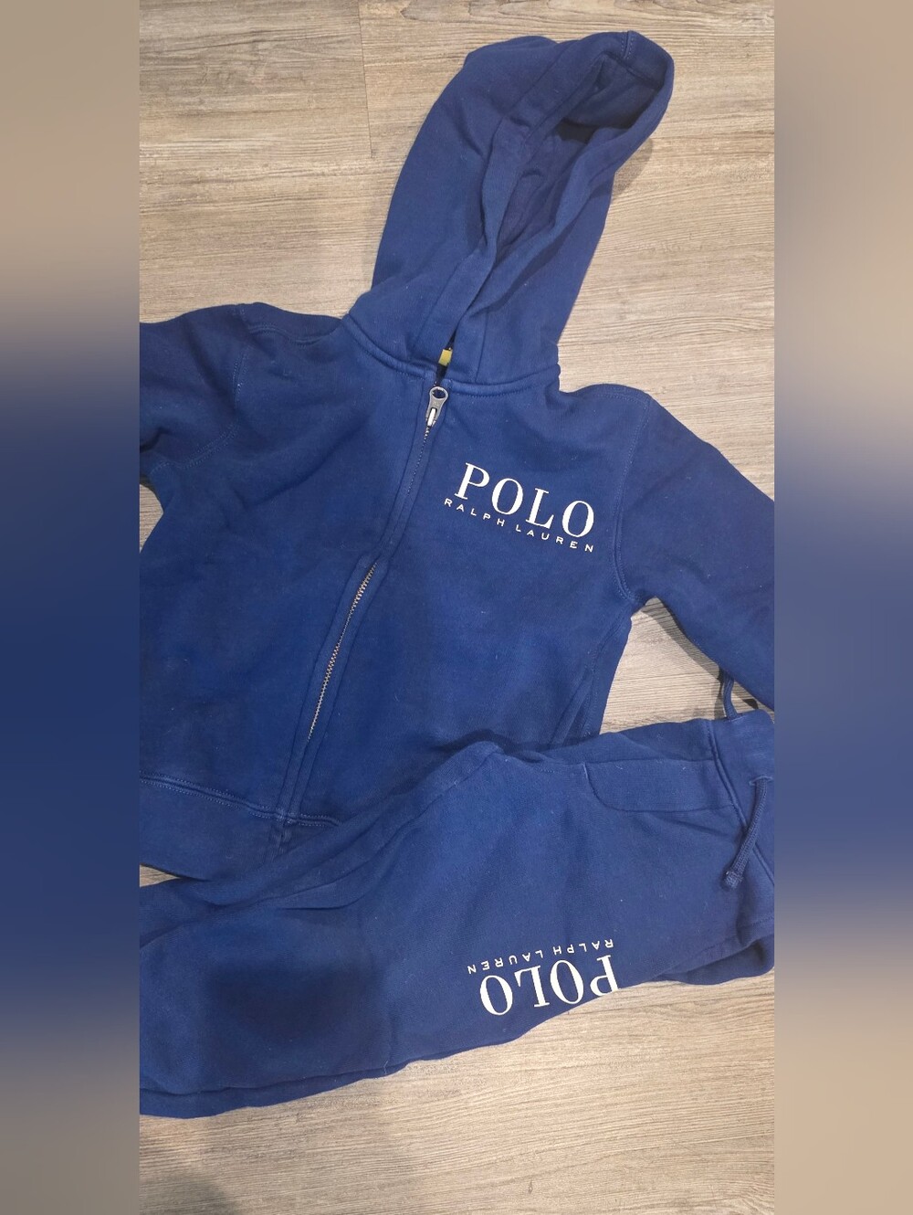 4/4T Polo by Ralph Lauren Blue & White Kids Zip-Front Track Set/suit - Picture 4 of 5